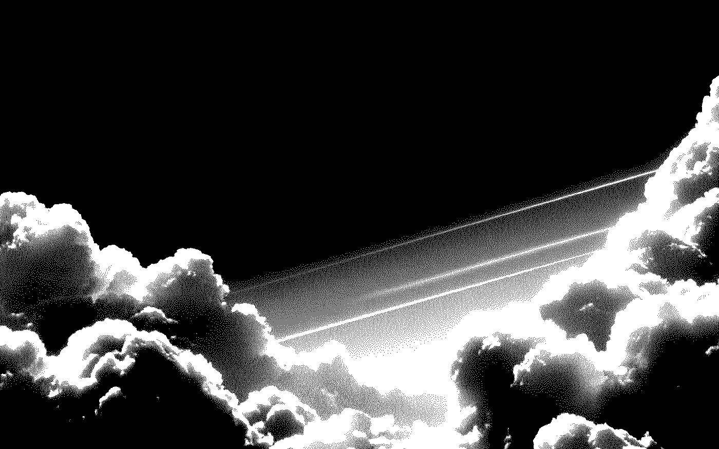 Dithered cloudscape representing the ASCII art tutorial