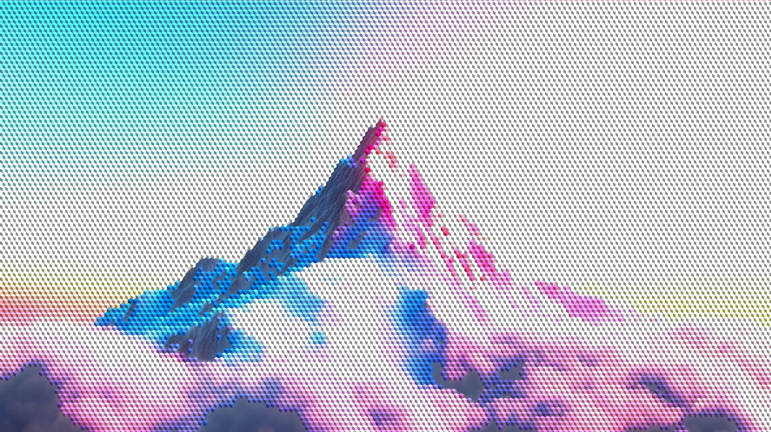 Voxel cubes — image rendered as isometric 3D cubes with per-face shading