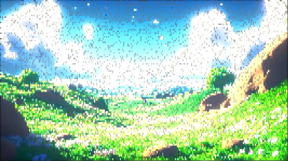 The same photograph rendered in the Block style
