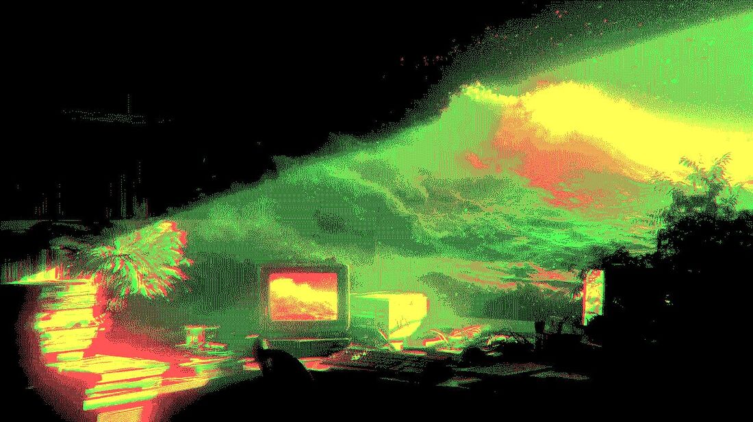 Photo dithered with an ordered Bayer matrix in the Commodore 64 palette
